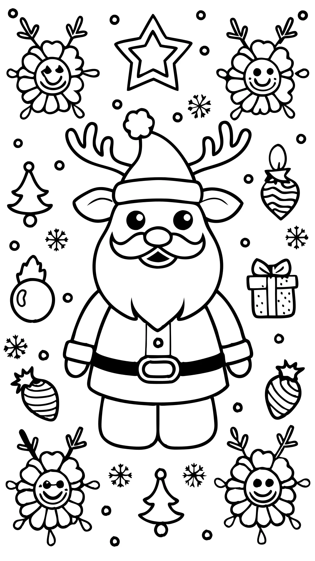 santa reindeer coloring page